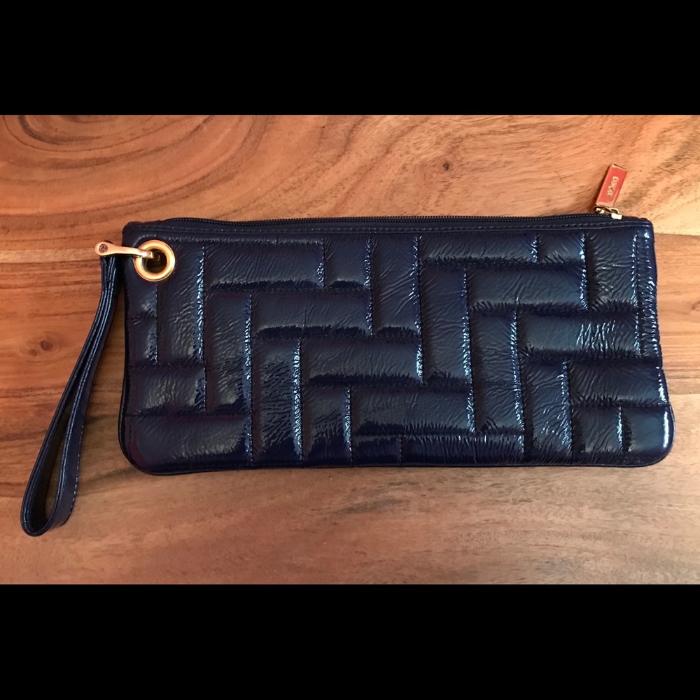 EUC! HOBO International Shiny Navy Blue Wristlet